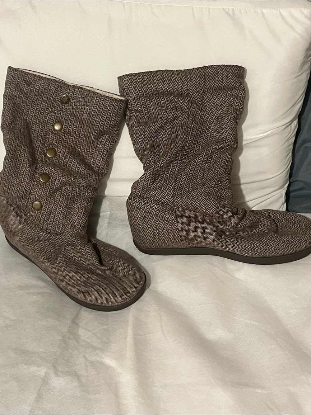 Roxy Brown Herringbone Slouchy Ankle Booties